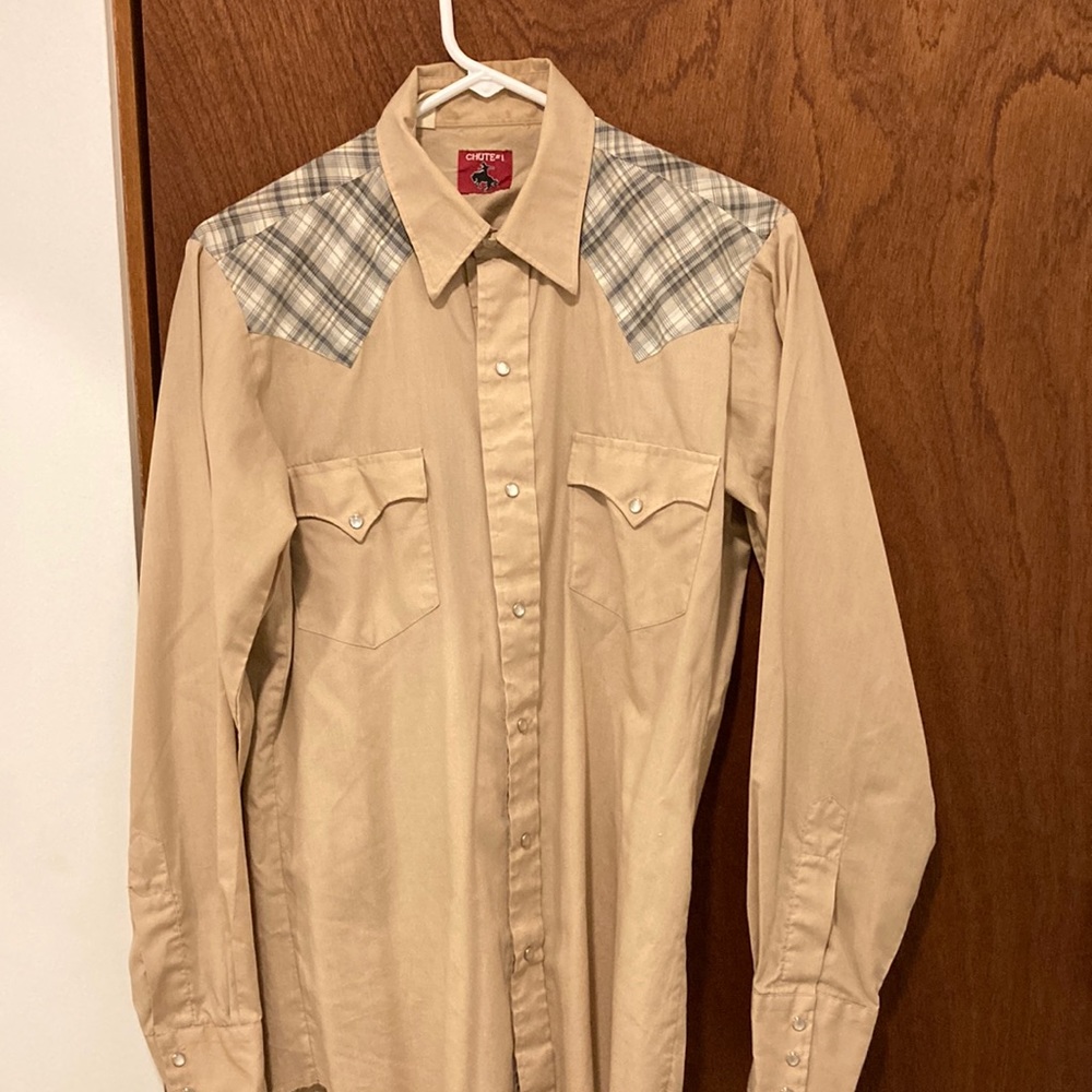 Chute #1 Brand Men’s Western Button Down Long-sleeved Shirt Cowboy Rockabilly